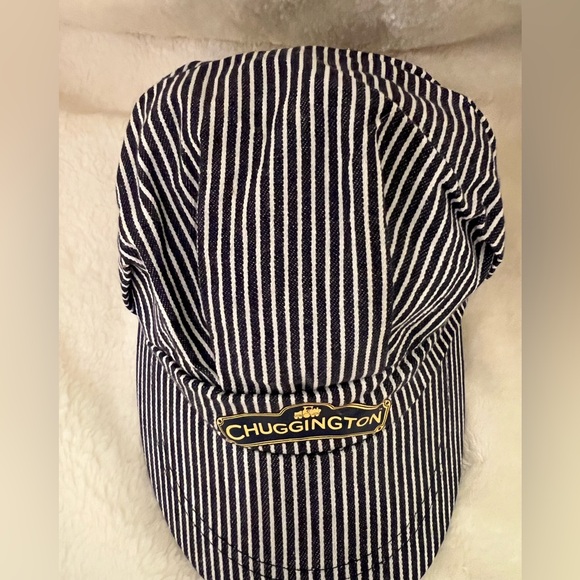Chuggington Railroad Engineer Hat, Youth Size, Blue White Stripe Adjustable - Picture 3 of 5
